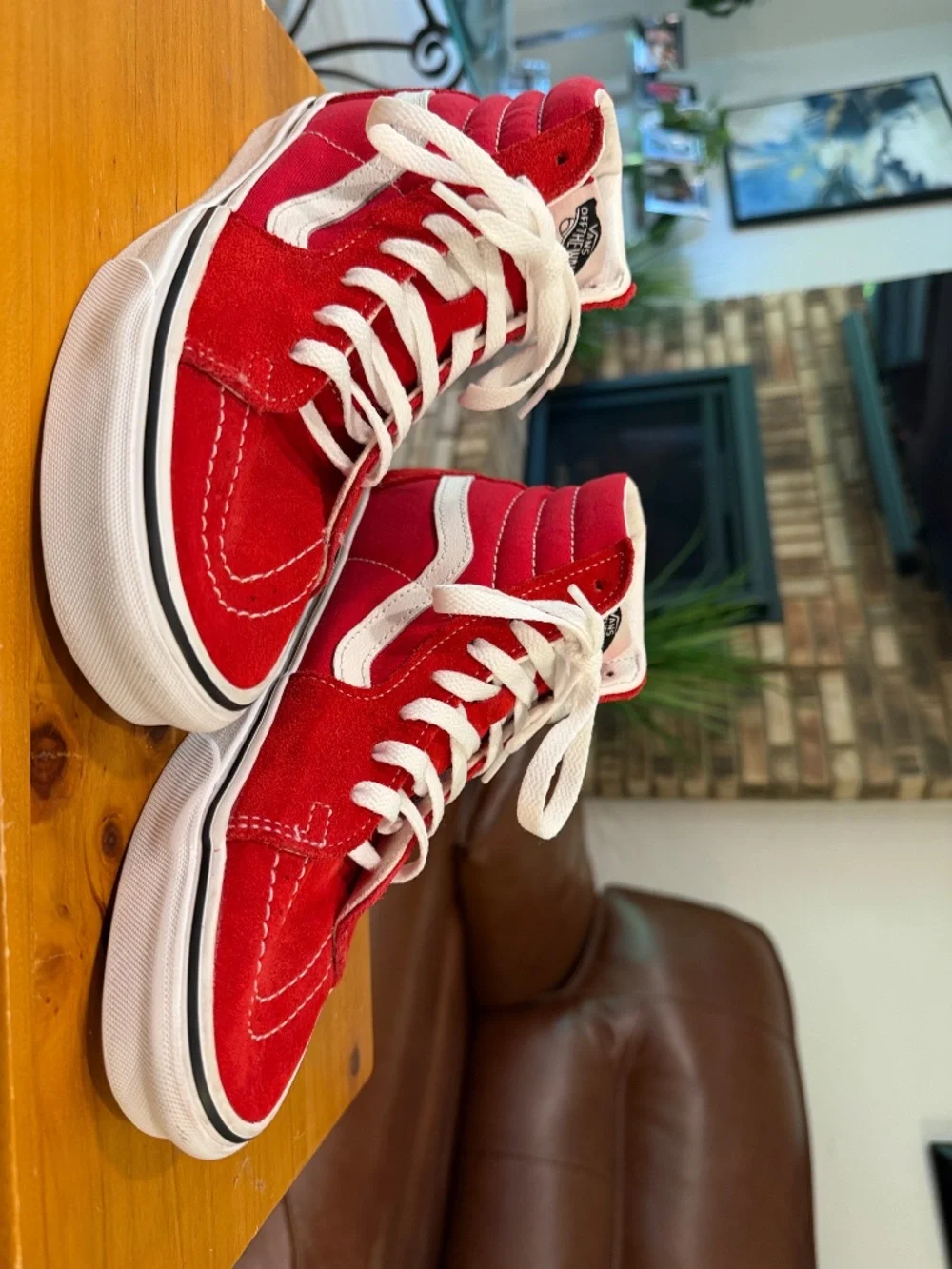 Vans Sk8-Hi Red High Top Sneakers - Picture 2 of 6